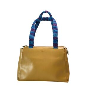 MANDARINA DUCK Leather Tote Custom Hand-wrapped Wool Straps Mustard/Tan yellow